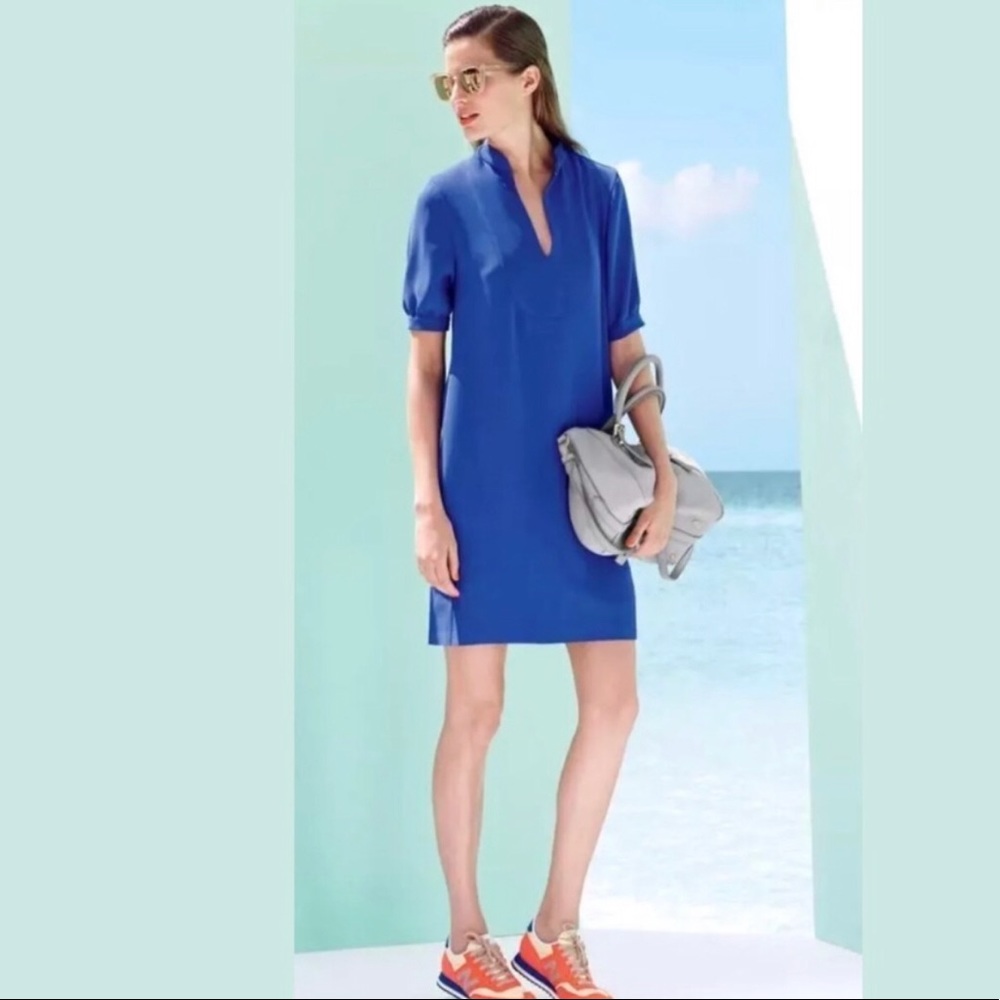 J. Crew Crepe Shift Dress Electric Cobalt Blue